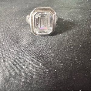 Diamonique 3 carat stone set in sterling silver ring